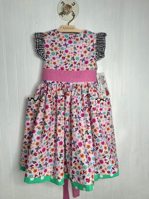 Pink Dainty Floral Pocket Dress- 3 year old