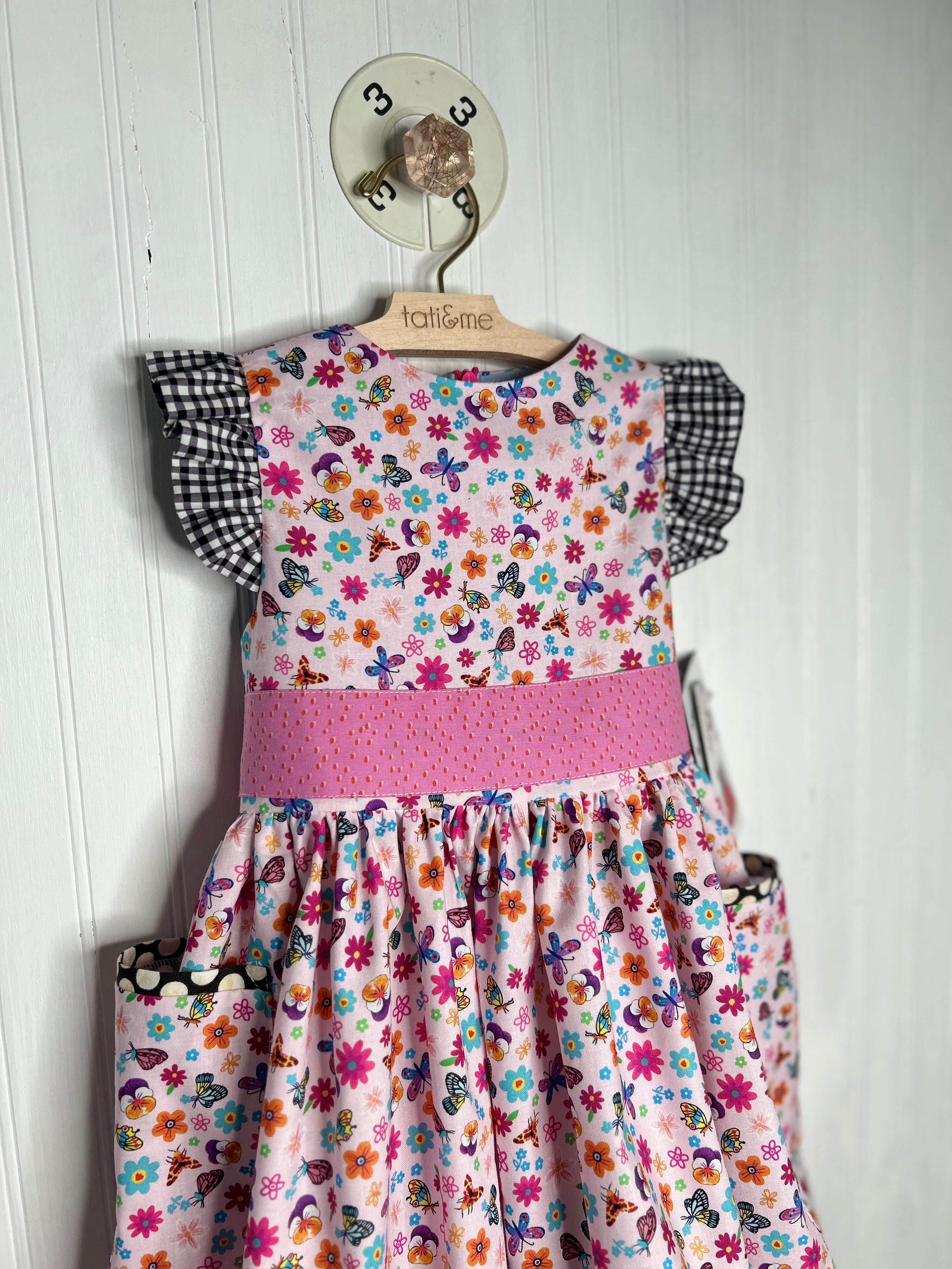 Pink Dainty Floral Pocket Dress- 3 year old