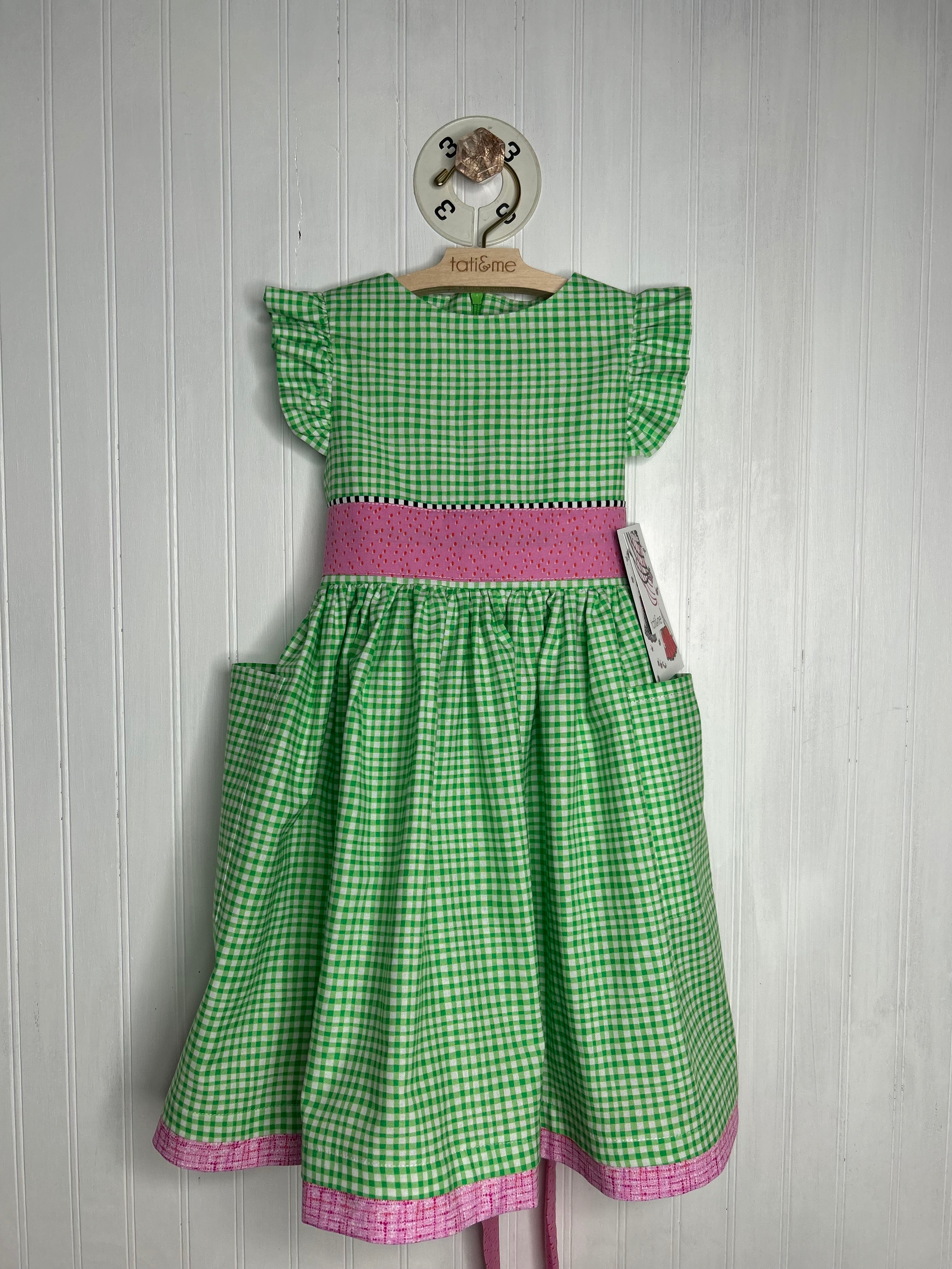 Mint Gingham Pocket Dress- 3 years old