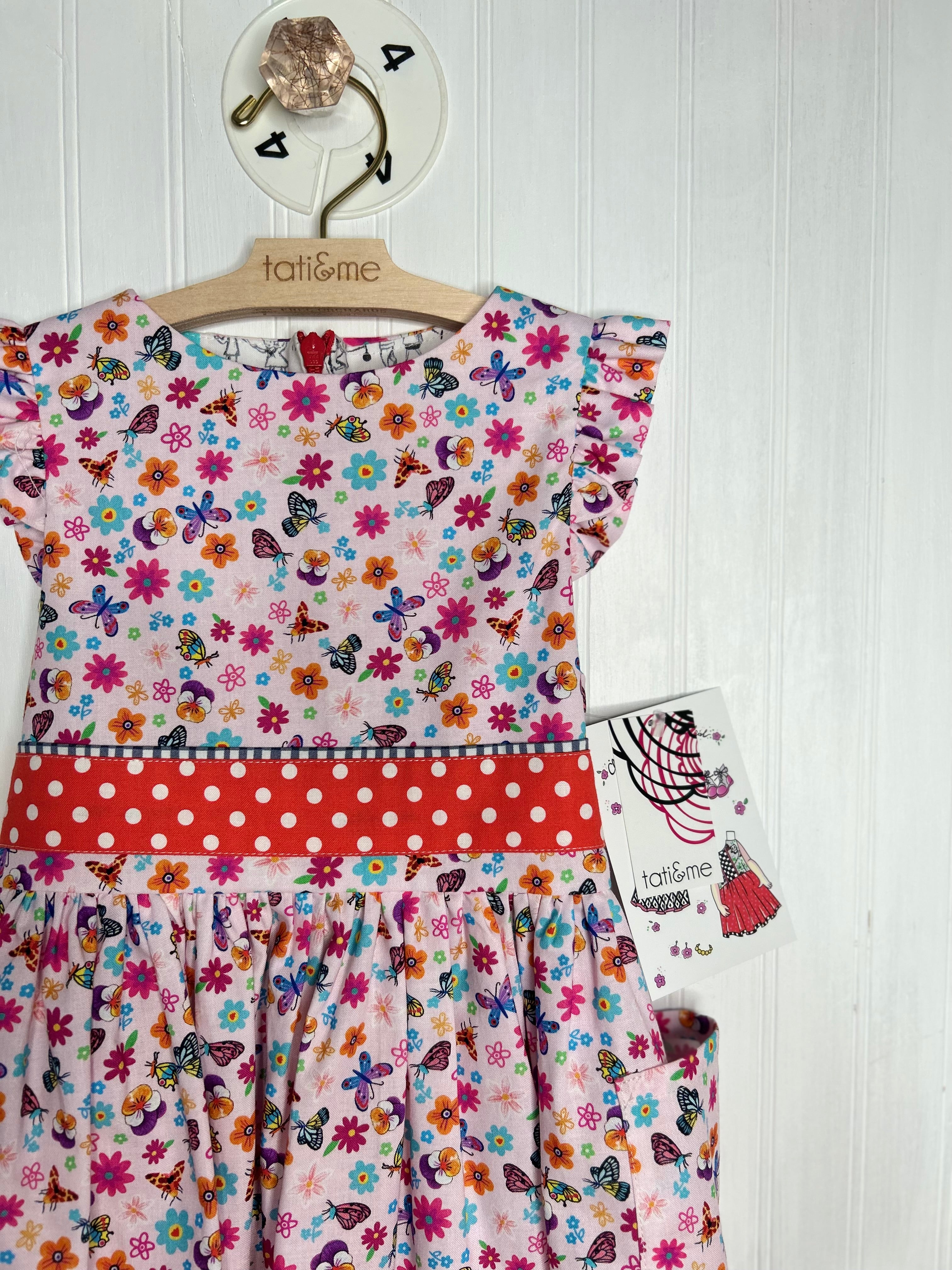 Dainty Pink Floral Pocket Dress- 4 year old
