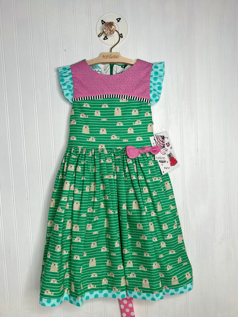 Sea Otter Bow Dress- 4 year old