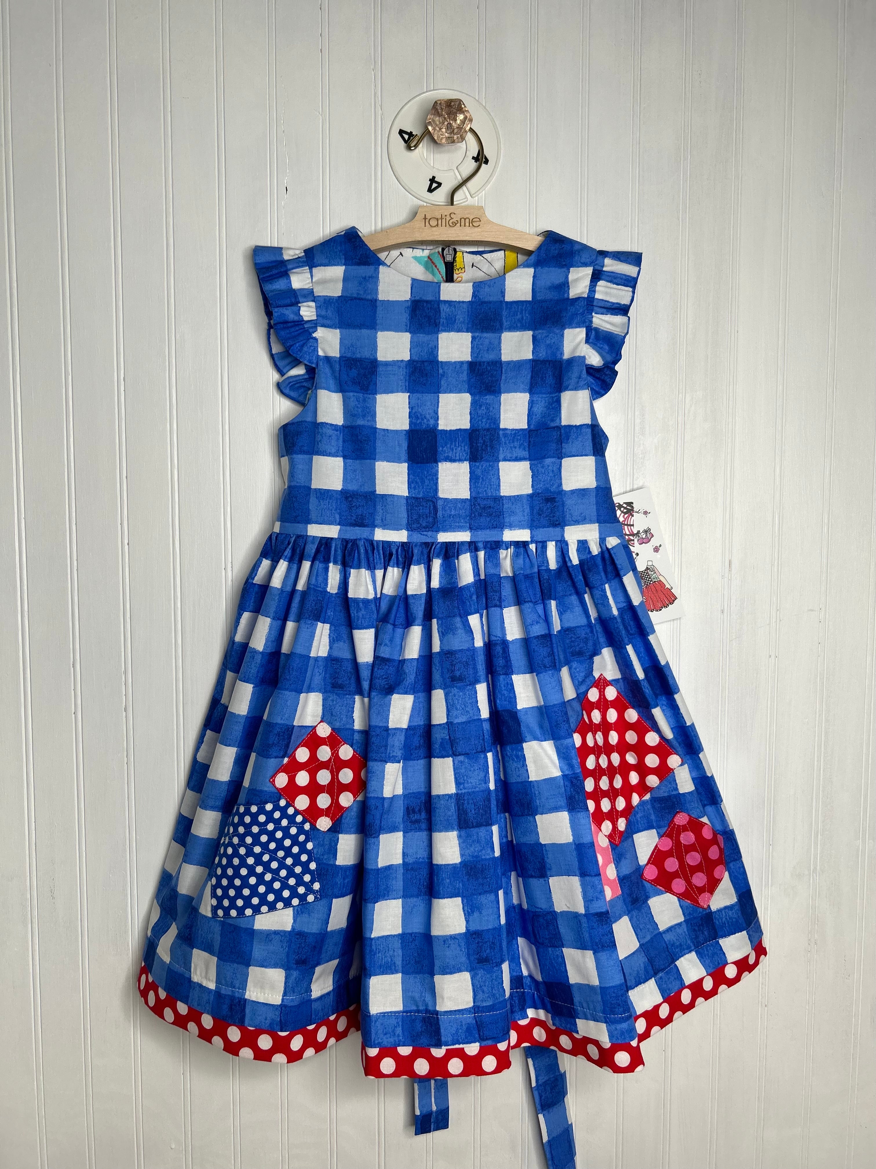 Bold Gingham Patch Dress- 4 year old