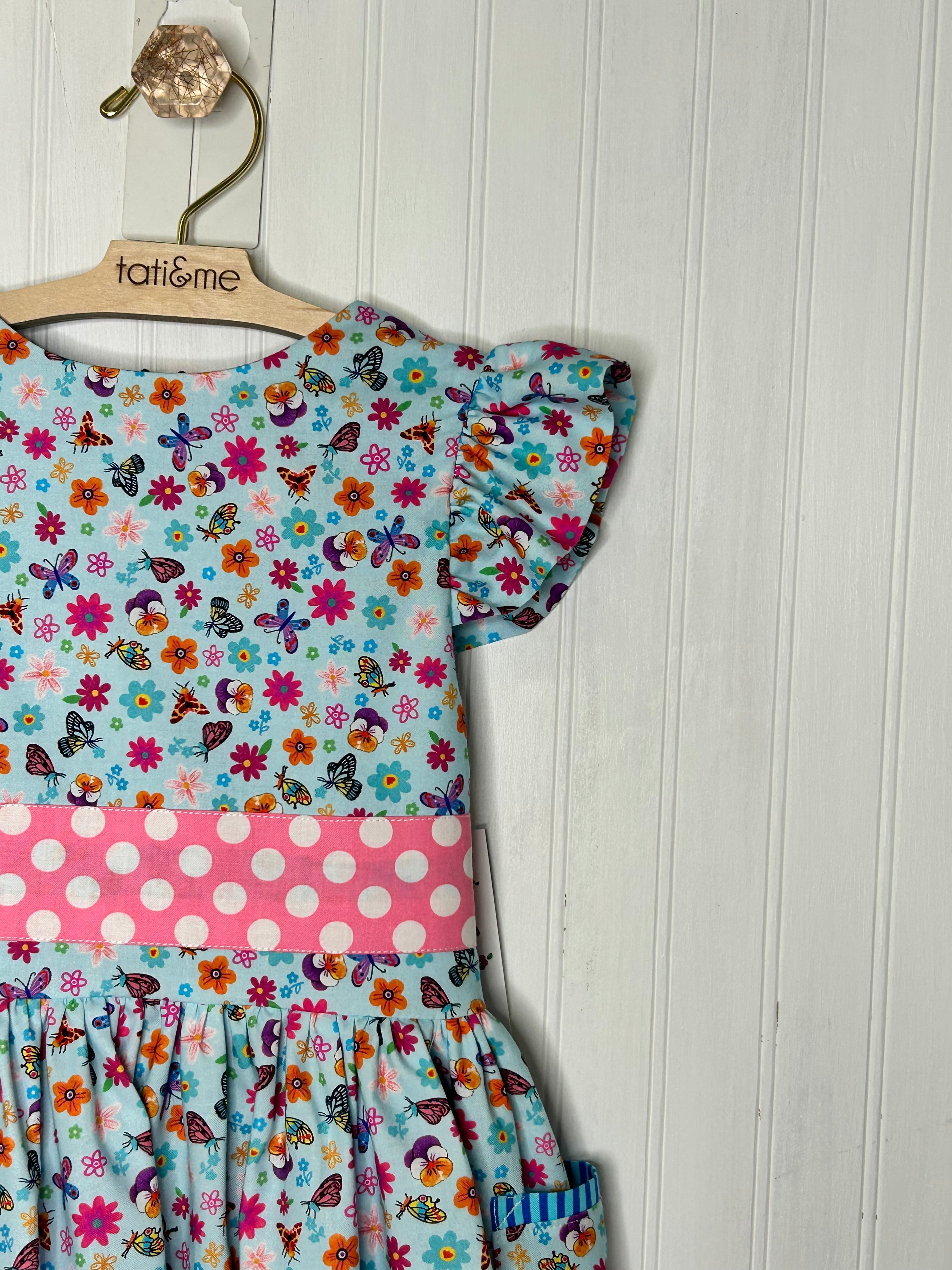 Dainty Floral Pocket Dress- 5 year old