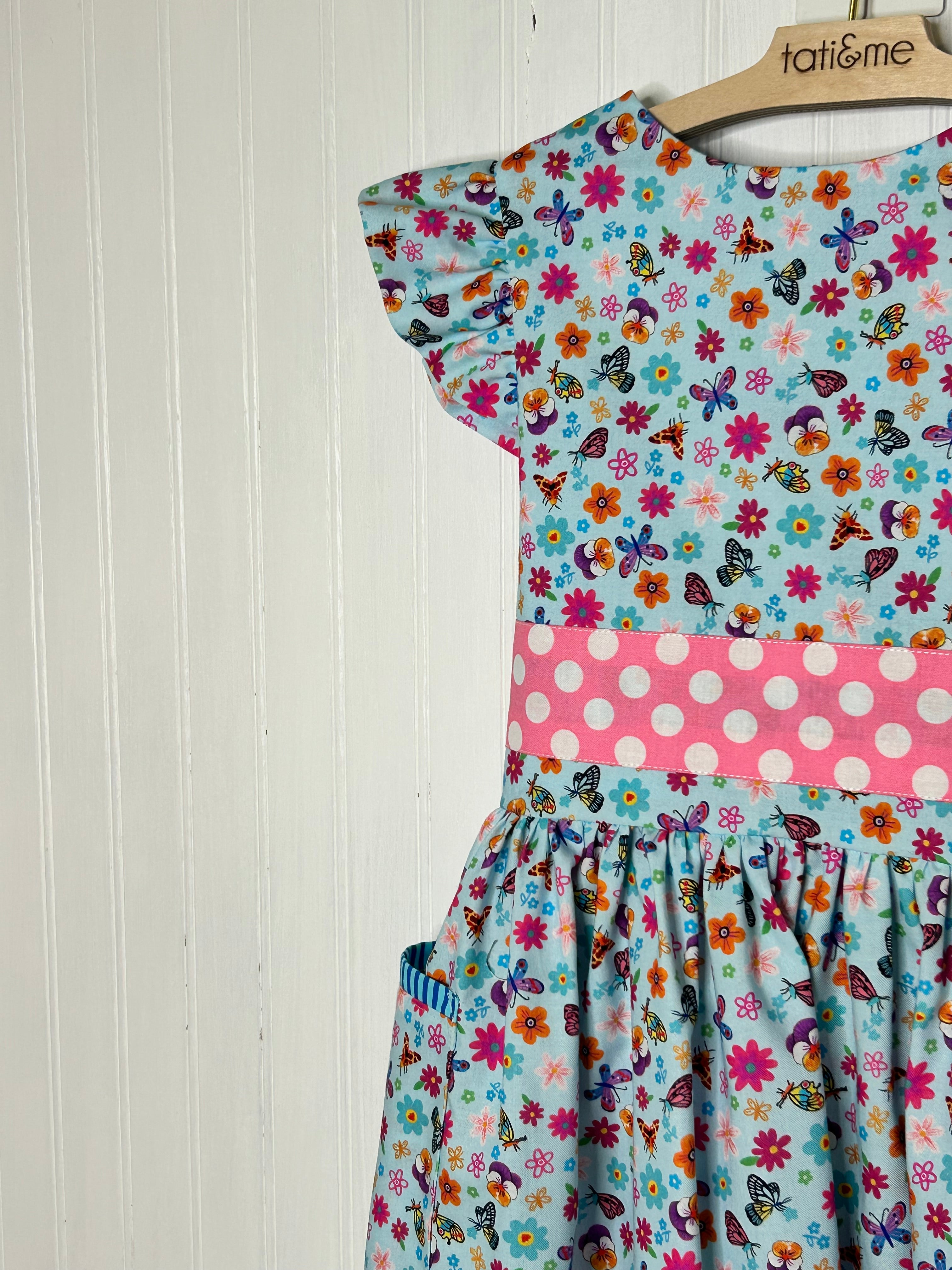 Dainty Floral Pocket Dress- 5 year old